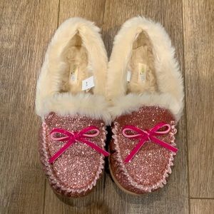 Jcrew/Crewcuts NWOT Pink Sparkle Faux-Shearling Lodge Slippers Size K13